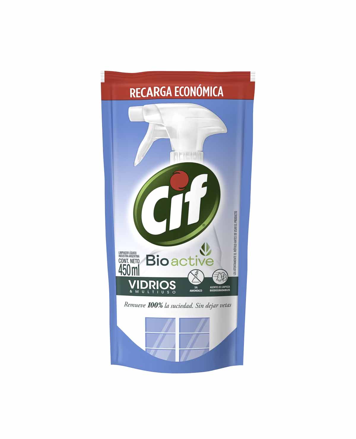 Limpiador Cif Liquido Vidrios Bioactive D/P x 450 Ml